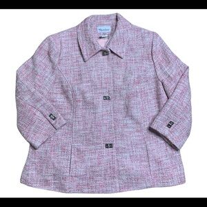TANJAY Vintage 90s Tweed Jacket With Twist Clasp Button Detail Pink Size 16